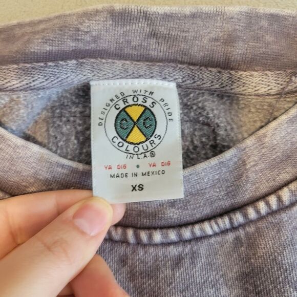 Cross Colours Livin' Phat washed out crop sweatshirt XS - Picture 2 of 7